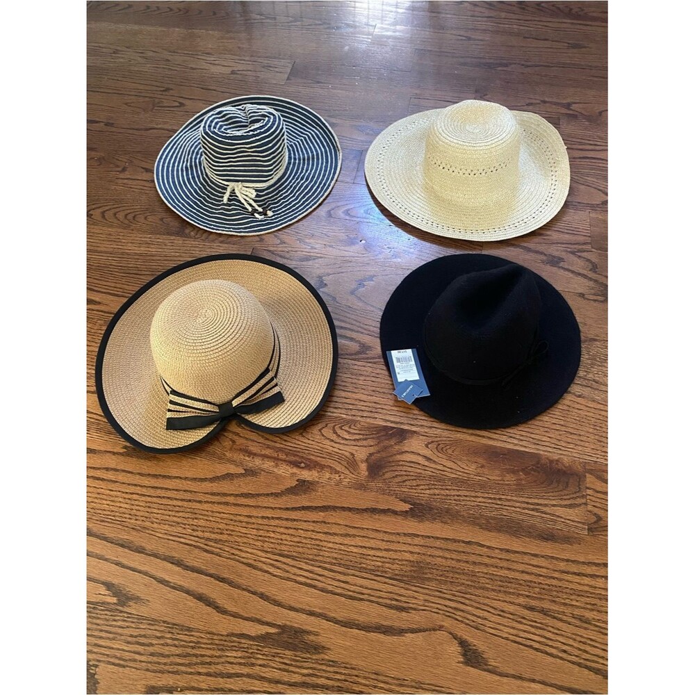 LOT Four 4 Bucket Hats Floppy Sun Hats Women's One Size OS Beach Vaca Ocean